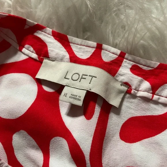 LOFT Rio Floral Balloon Sleeve Button Swing Dress - Picture 3 of 5